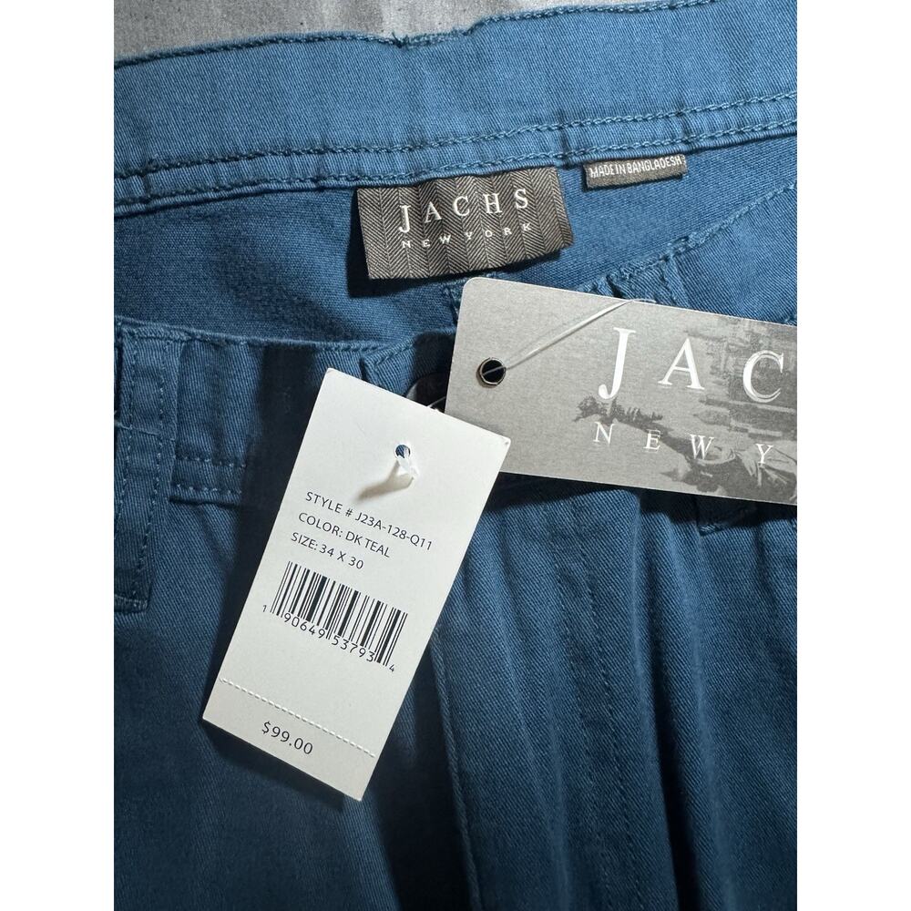 JACHS New York Men’s Straight Fit Casual 5 Pocket Pants 34x29 Dark Teal - Picture 10 of 12
